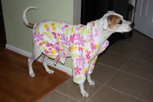 Alex in her bathrobe Thrifty Spending